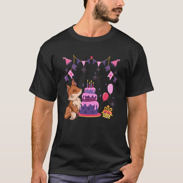 Camiseta Aniversario de la fauna de la tarta de cumpleaños  (Anverso)