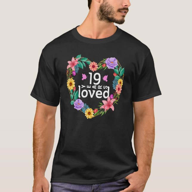 Camiseta Aniversario de la floral Boda de 19 años (Anverso)
