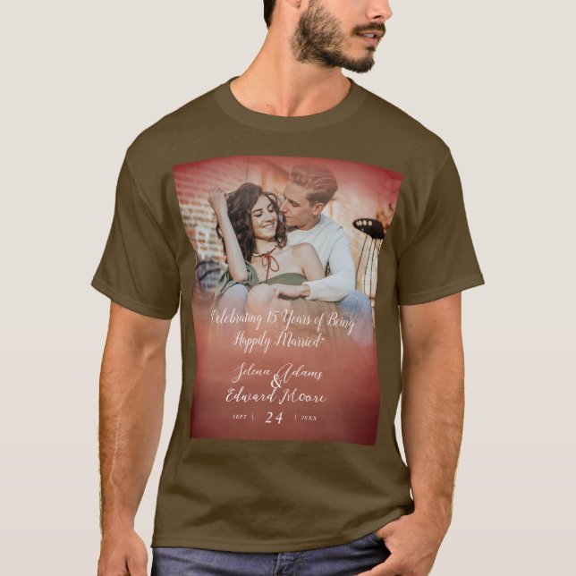 Camiseta Aniversario de la foto del Oro Rosa personalizado (Anverso)