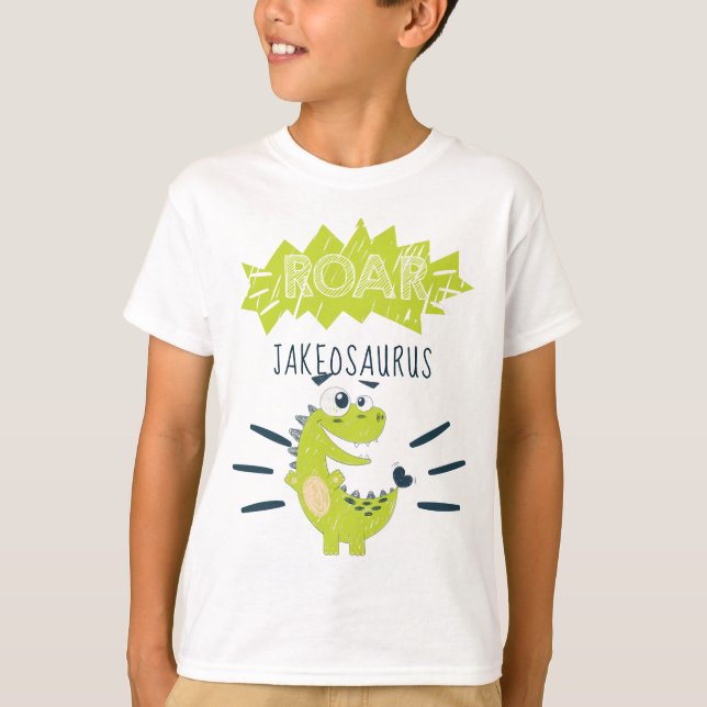 Camiseta Aniversario de los dinosaurios personalizados ROAR (Anverso)