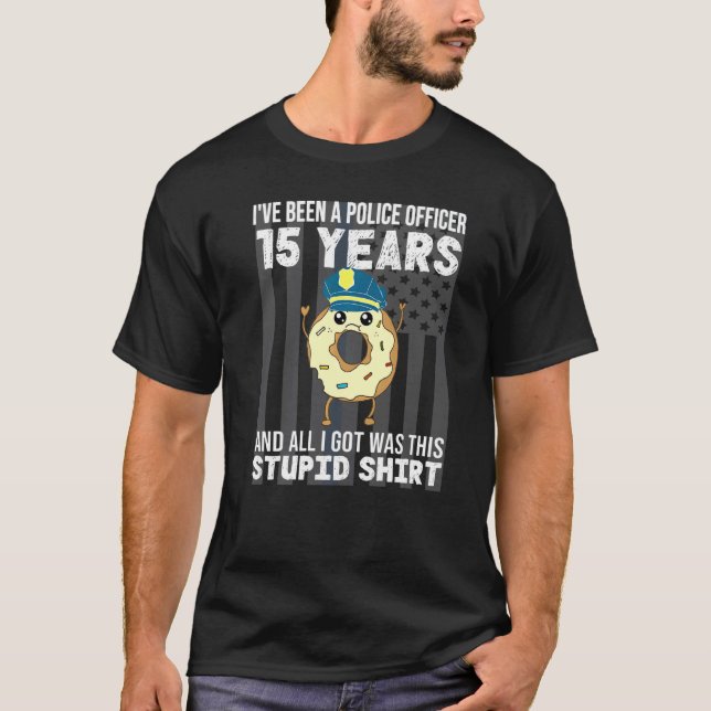 Camiseta Aniversario de Oficial de Policía de 15 años de S (Anverso)