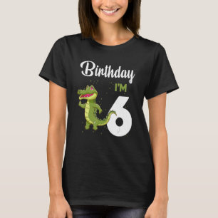Camiseta Aniversario del Aligador Niños Conejo de 6 Años Ch