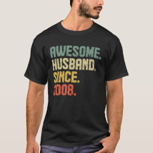Camiseta Aniversario del asombroso esposo desde 2008 retro