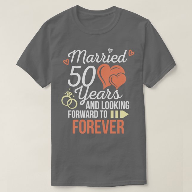 Camiseta Aniversario del boda casado 50 años (Diseño del anverso)