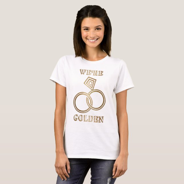 Camiseta Aniversario del Boda de Oro Anillos de Oro románti (Anverso completo)
