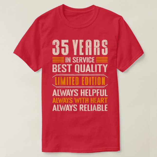 Camiseta Aniversario del trabajo 35 años en el aniversario  (Diseño del anverso)