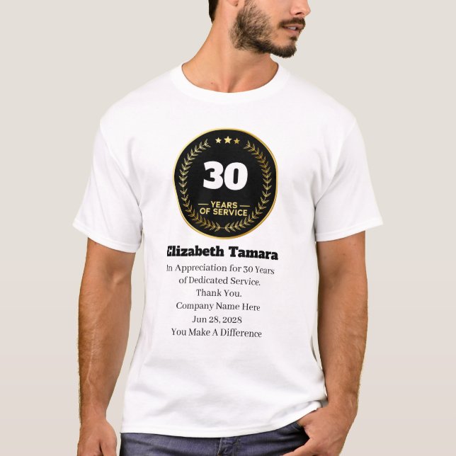 Camiseta Aniversario del trabajo de 30 años | Apreciación d (Anverso)