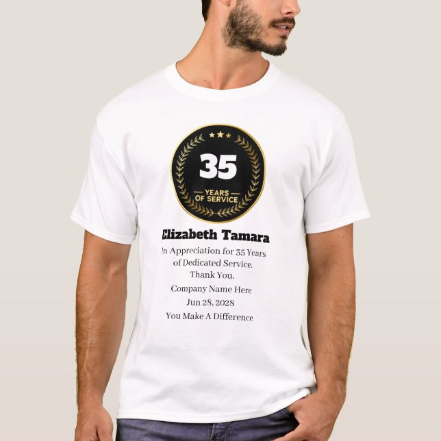 Camiseta Aniversario del trabajo de 35 años | Apreciación d (Anverso)