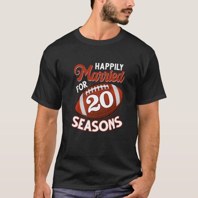 Camiseta Aniversario felizmente casado de la vigésima tempo (Anverso)