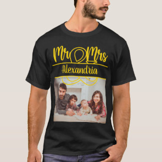 Camiseta Aniversario moderno foto de Mr. y Mrs Gold Monogra