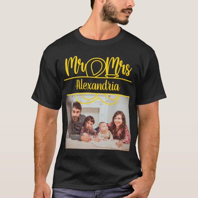 Camiseta Aniversario moderno foto de Mr. y Mrs Gold Monogra (Anverso)