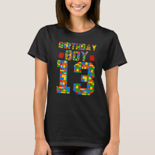 Camiseta Aniversario Niño 13 Construcción de bloques de lad