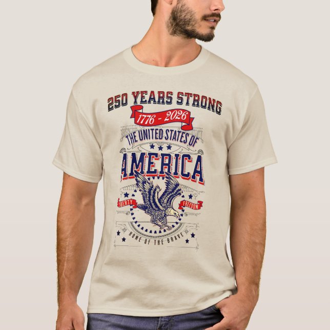 Camiseta Aniversario patriótico americano de 250 años (Anverso)