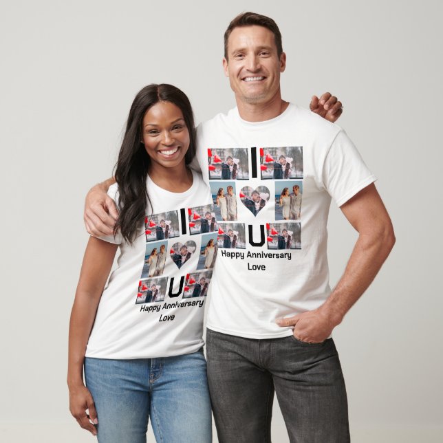 Camiseta Aniversario personalizado Te amo 7 Colección de fo (Unisexo)