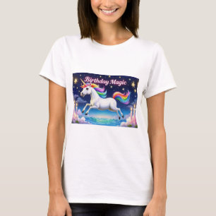 Camiseta Aniversario poster mágico arte fiesta de unicornio