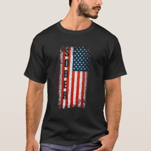 Camiseta Aniversario Sobrio Bandera Norteamericana Sobria A