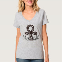Ankh egipcio antiguo y rama de olivo Minimalista 