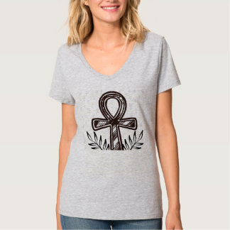 Camiseta Ankh egipcio antiguo y rama de olivo Minimalista 