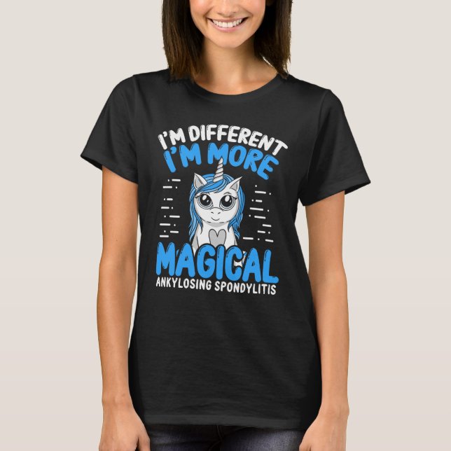 Camiseta Ankylosing Spondylitis Awareness Unicorn Blue (Anverso)