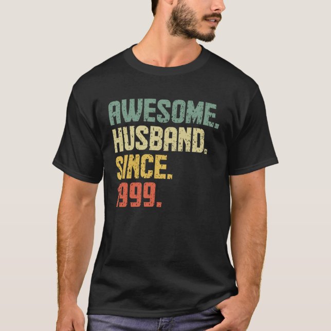 Camiseta Anniversary Awesome Husband Since 1999 Retro (Anverso)