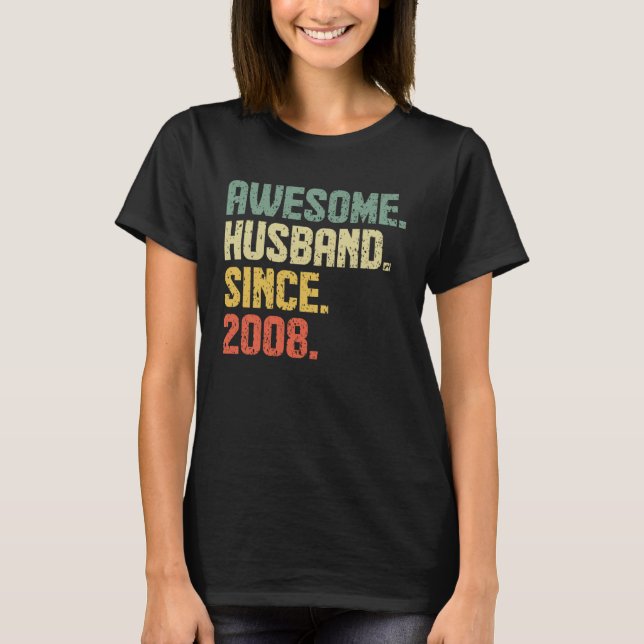 Camiseta Anniversary Awesome Husband Since 2008 Retro (Anverso)
