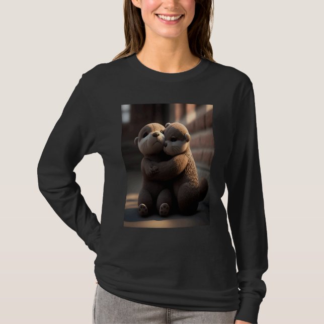 Camiseta Anniversary Otter Present Sweet Huggable Otter  3 (Anverso)