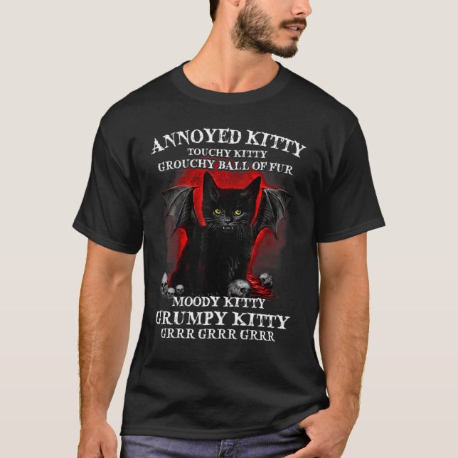 Camiseta Annoyed Kitty Touchy Kitty Cat Grouchy Ball (Anverso)