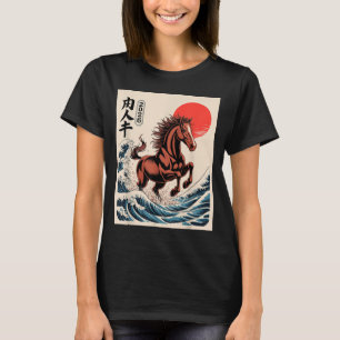 Camiseta Año 2026 del Caballo Arte de Ola Japonesa Año Nuev