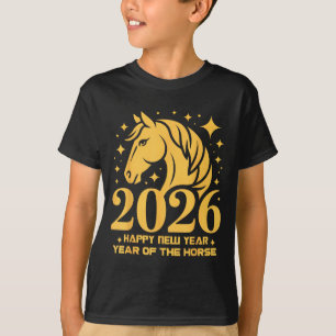 Camiseta Año 2026 del Caballo Arte Floral Zodiaco Lunar Nue