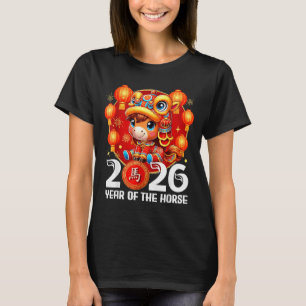 Camiseta Año 2026 del Caballo Arte Gráfico Año Nuevo Chino