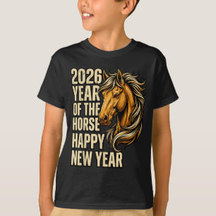Camiseta Año 2026 del Caballo Feliz Año Nuevo Chino Fuego