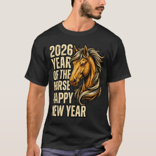 Camiseta Año 2026 del Caballo Feliz Año Nuevo Chino Fuego