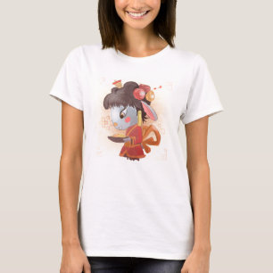 Camiseta Año acuarela del conejo, geisha