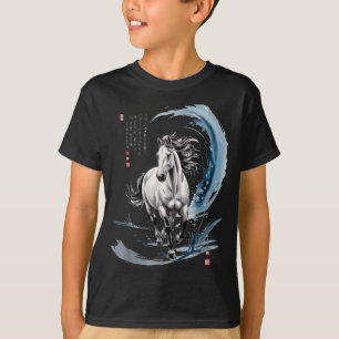Camiseta Año Cny 2026 del Caballo Arte Acuarela Lunar Dama