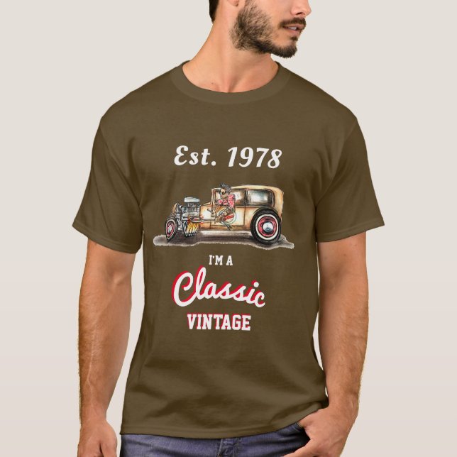 Camiseta Año de cumpleaños del coche HotRod clásico de Vint (Anverso)