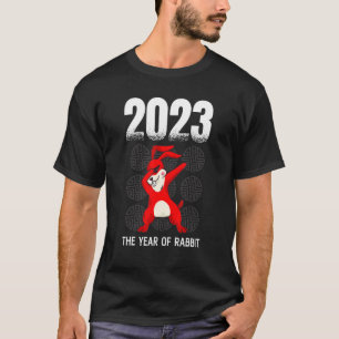 Camiseta Año De Dabbing Cutáneo Del Conejo Zodiac 2023