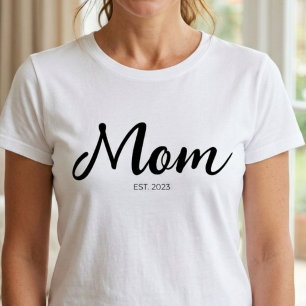 Camiseta Año de establecimiento de mamá en guión negro