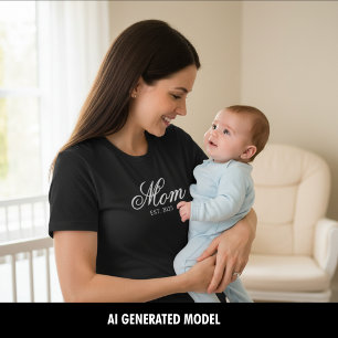 Camiseta Año de Establecimiento de Mamá Personalizado Escri