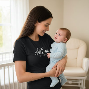 Camiseta Año de establecimiento de mamá personalizado Letra