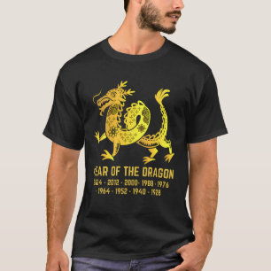 Camiseta Año De Gradiente De Oro Del Dragón Zodiaco Chino