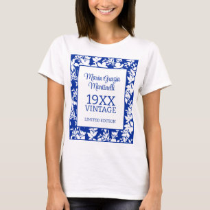 Camiseta Año de la cosecha Moda Azul Floral Blanco
