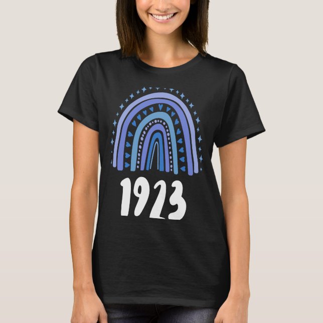 Camiseta Año De Nacimiento Del Arcoiris Azul 1923 Cumpleaño (Anverso)