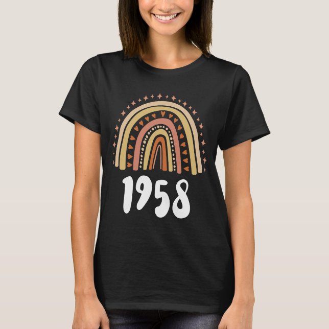 Camiseta Año De Nacimiento Del Arcoiris naranja 1958 Cumple (Anverso)