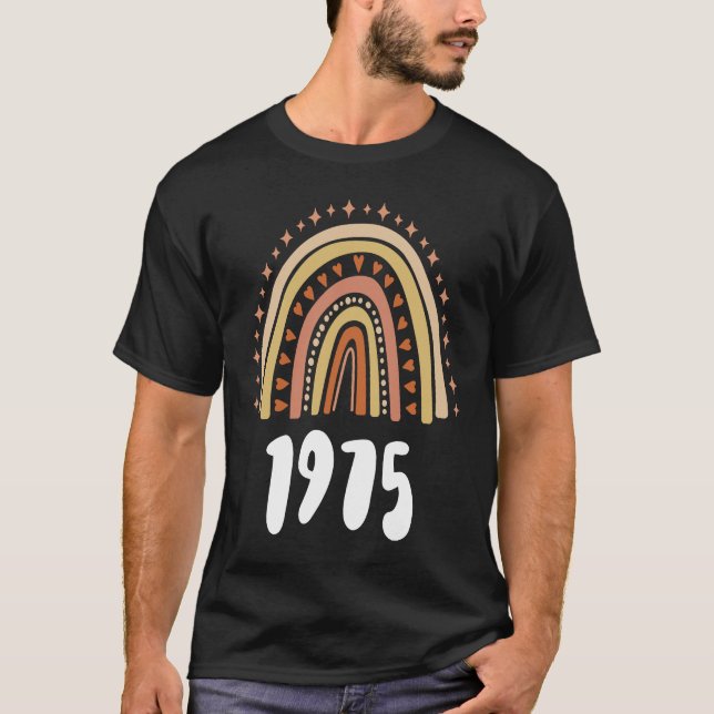 Camiseta Año De Nacimiento Del Arcoiris naranja 1975 Cumple (Anverso)