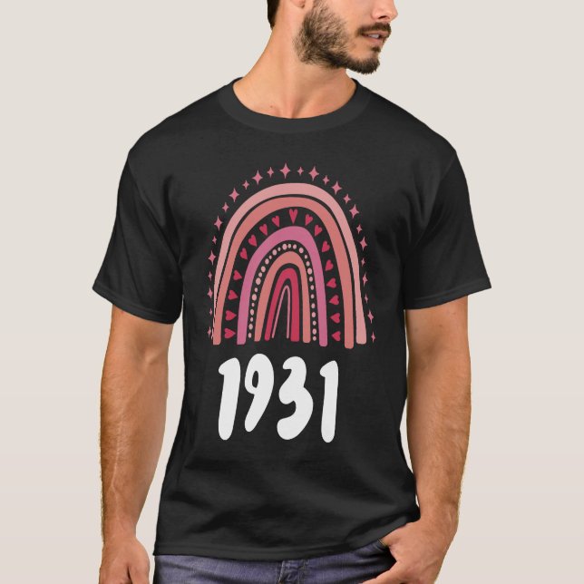 Camiseta Año De Nacimiento Del Arcoiris Rojo 1931 Cumpleaño (Anverso)