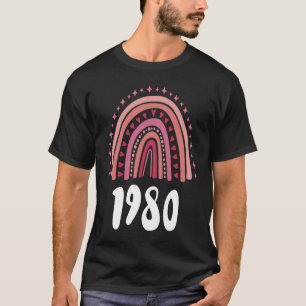 Camiseta Año De Nacimiento Del Arcoiris Rojo 1980 Cumpleaño