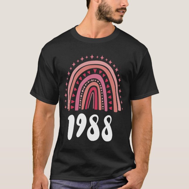 Camiseta Año De Nacimiento Del Arcoiris Rojo 1988 Cumpleaño (Anverso)