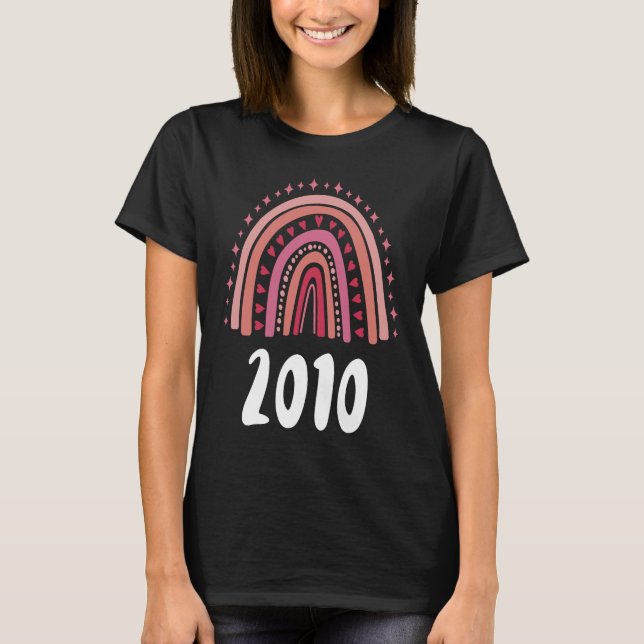 Camiseta Año De Nacimiento Del Arcoiris Rojo 2010 (Anverso)