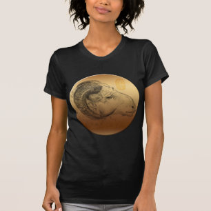 Camiseta Año de Ram Dorado Astrología China Mujeres Zodiac