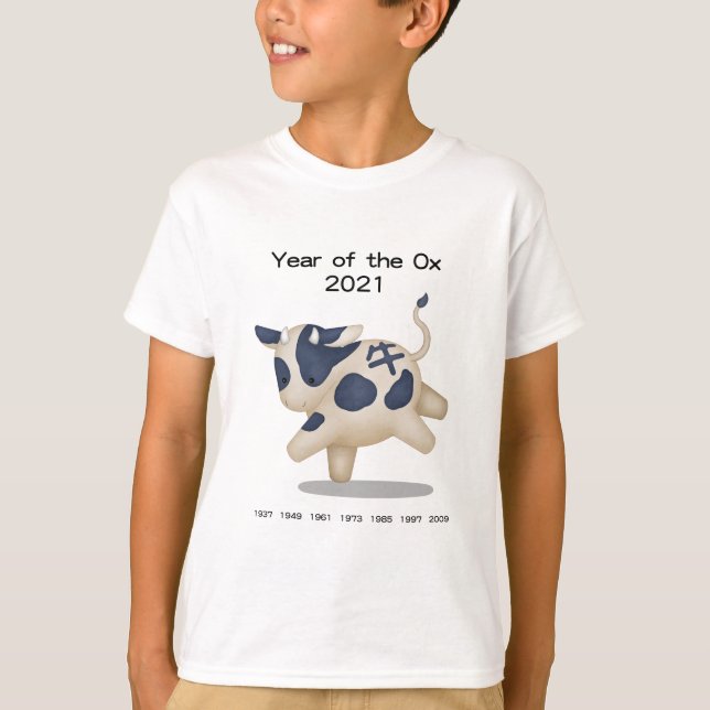 Camiseta Año del animal Ox Cute Zodiac 2021 (Anverso)